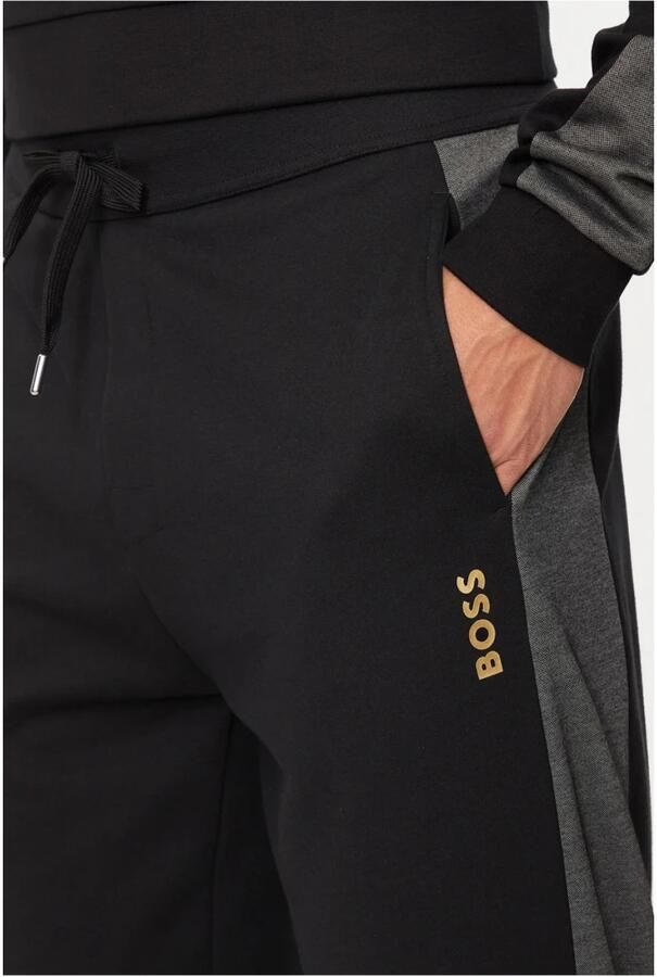 Hugo Boss Katoenen Sweatpants Zwart Bedrukt Logo Black Heren