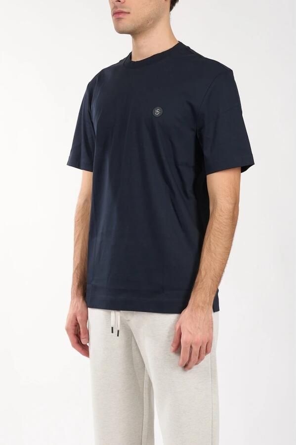 Hugo Boss Katoenen T-shirt met Patch Logo Blue Heren