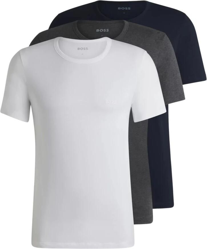 Boss T-shirt met labelstitching in een set van 3 stuks model 'Classic' - Foto 3