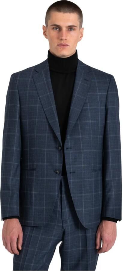Boss Slim fit colbert met rasterruit model 'Huge'