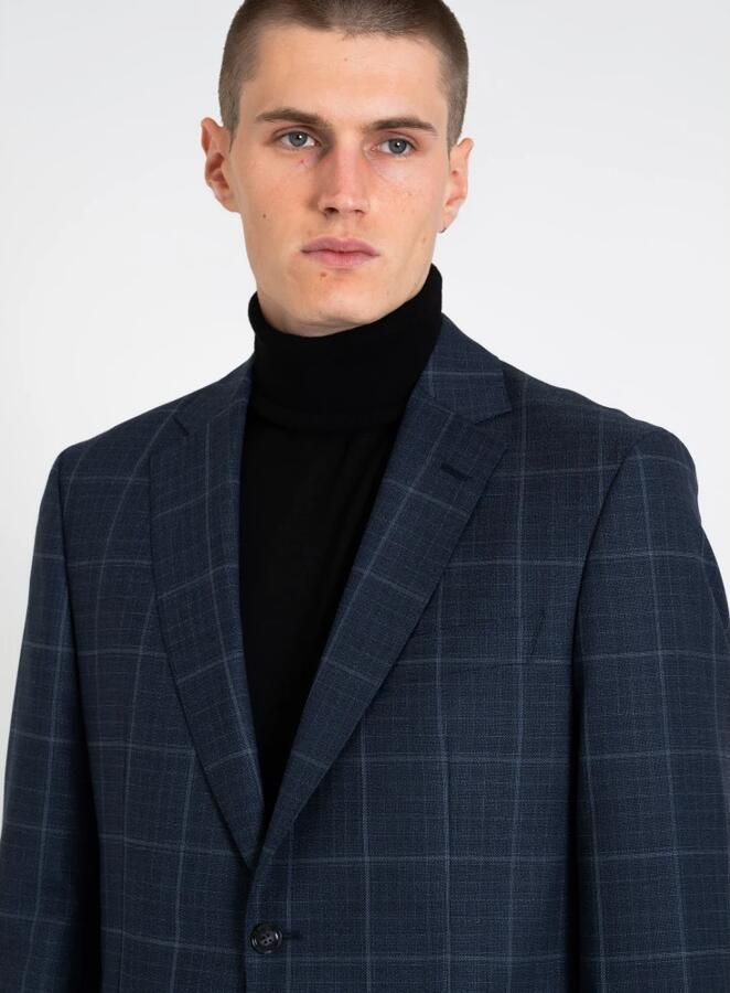 Boss Slim fit colbert met rasterruit model 'Huge'