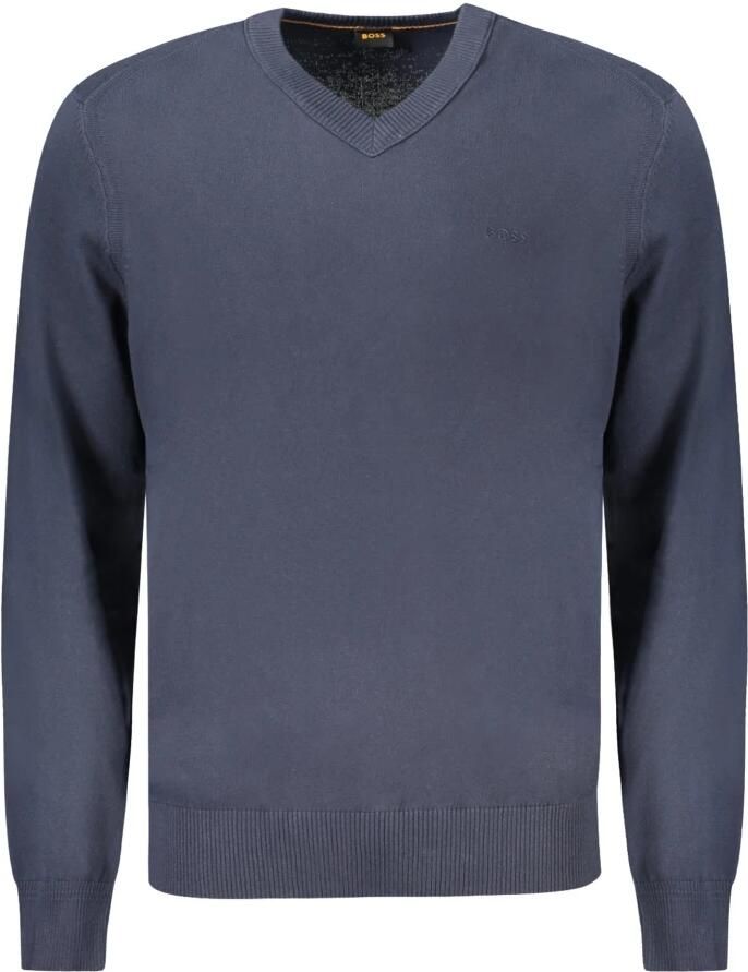 Hugo Boss Blauwe Katoenen V-hals Trui Mannen Blue Heren
