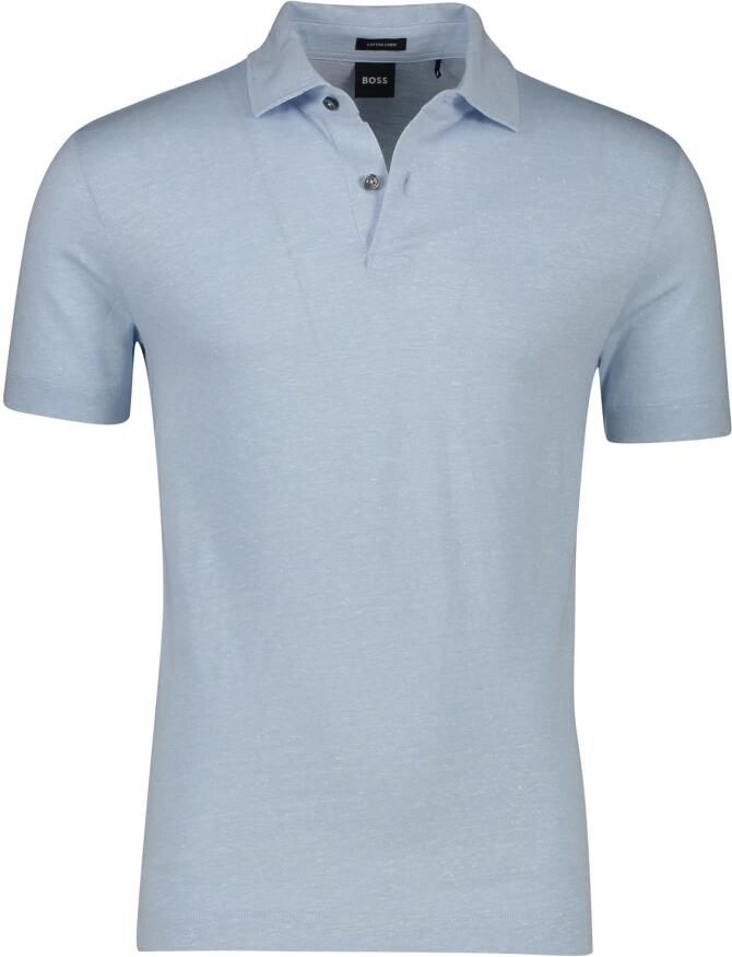 Boss Poloshirt van een mix van linnen en katoen model 'Press'