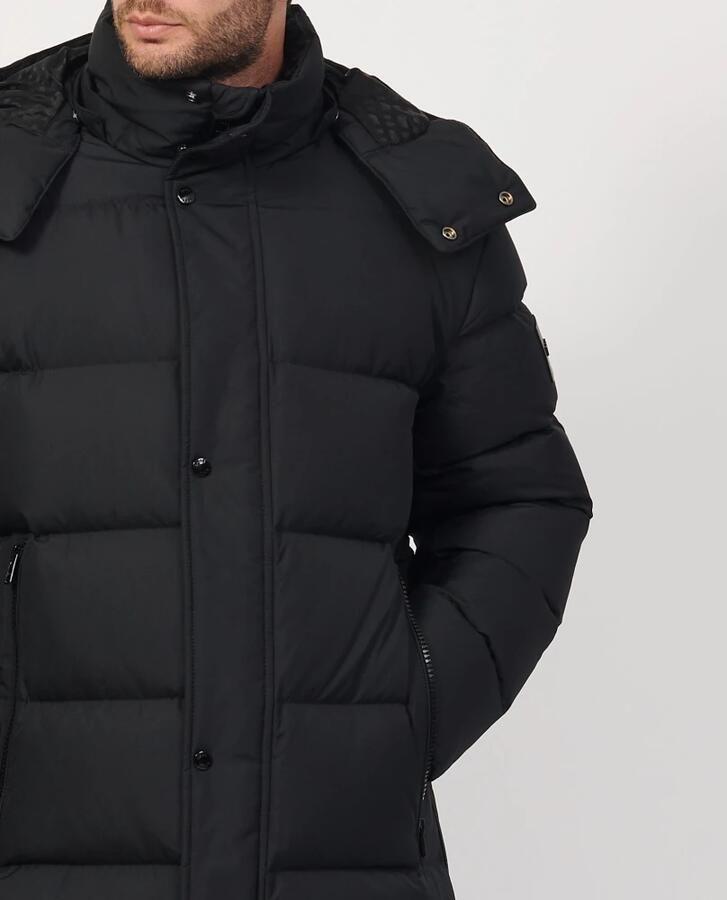 Hugo Boss Lange Herenjas Relaxte Pasvorm Afneembare Capuchon Zwart Black Heren - Foto 3