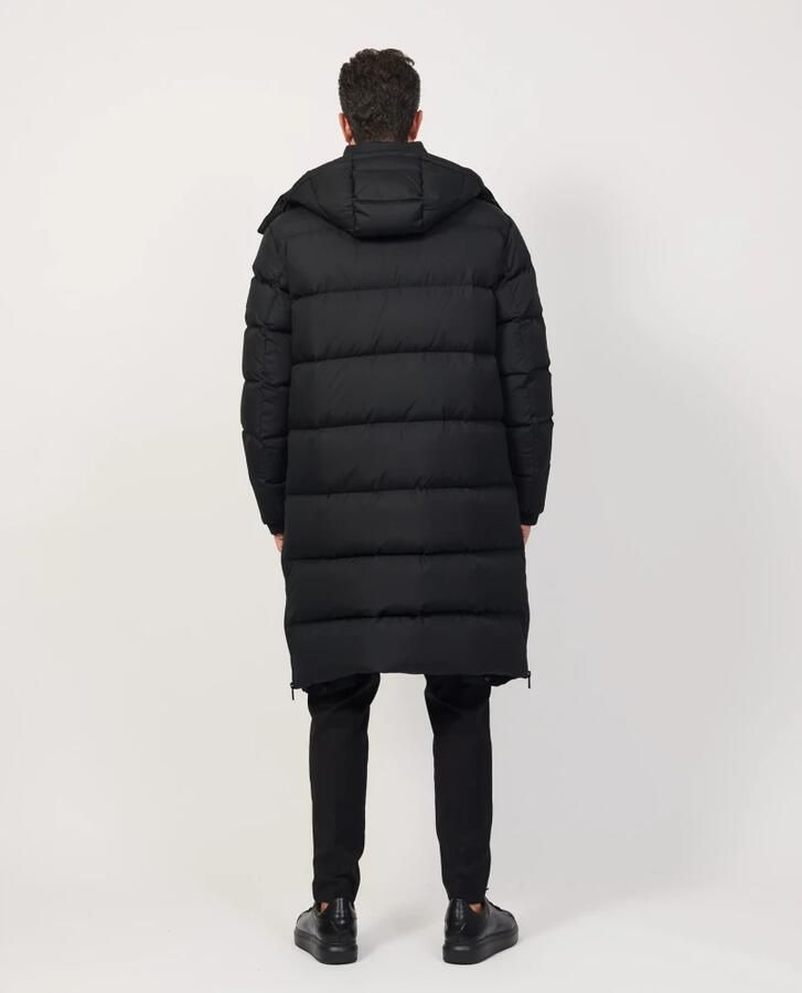 Hugo Boss Lange Herenjas Relaxte Pasvorm Afneembare Capuchon Zwart Black Heren - Foto 4