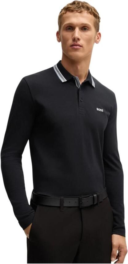 BOSS Green Regular fit poloshirt met labelstitching