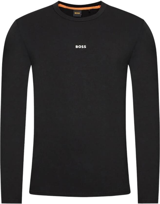 Hugo Boss Maglia regular fit in cotone elasticizzato con logo a contrasto uomo Boss Tchark 50473286 Nero Zwart Heren - Foto 4