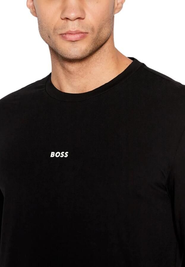 Hugo Boss Maglia regular fit in cotone elasticizzato con logo a contrasto uomo Boss Tchark 50473286 Nero Zwart Heren - Foto 3