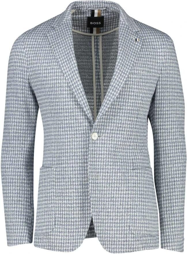 Hugo Boss tussenjas lichtblauw geruit normale fit met zakken