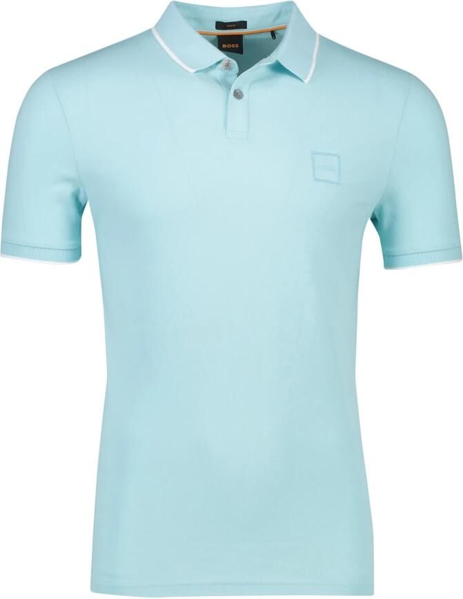 BOSS slim fit polo Passertip met contrastbies open blue - Foto 2