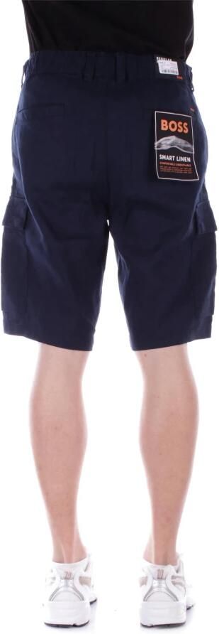 Boss Orange Regular fit linnen korte broek met cargozakken model 'Sisla' - Foto 2