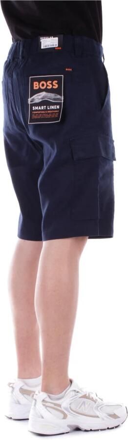 Boss Orange Regular fit linnen korte broek met cargozakken model 'Sisla' - Foto 4