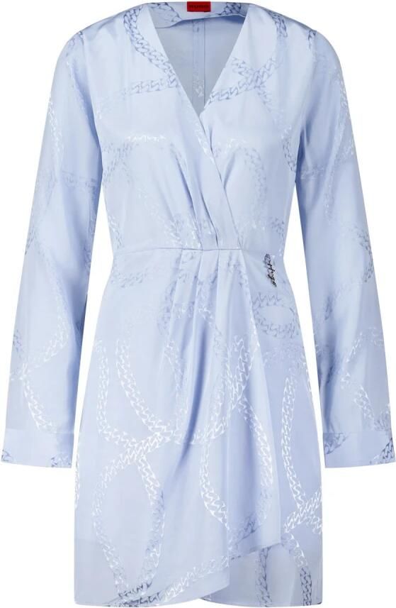 Hugo Boss Mini Jurk met Wikkelstijl en A-Lijn Pasvorm Blue Dames