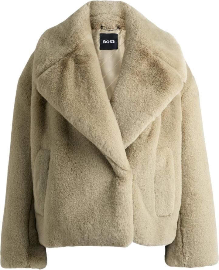 Hugo Boss Moderne Geknipte Nep Bontjas Beige Dames - Foto 6