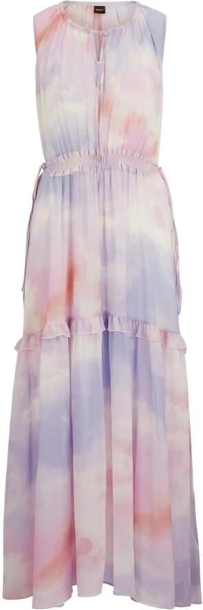 Hugo Boss Mouwloze Maxi Jurk met Print en Ruches Multicolor Dames - Foto 5