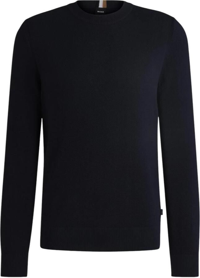 Hugo Boss Navy Katoenen Trui met Microstructuur Blue Heren - Foto 5