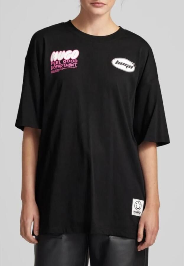 Hugo Boss Oversized Tee voor vrouwen Black Dames