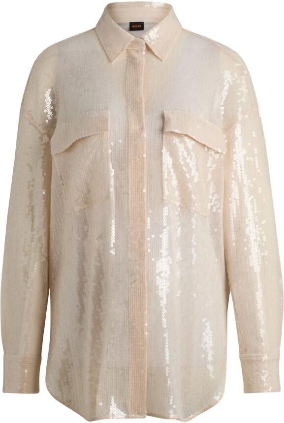 Boss Orange Regular fit overhemdblouse met pailletten model 'BALLETS'