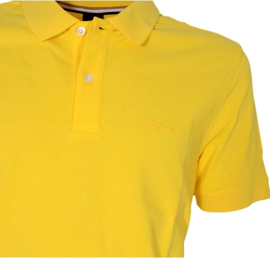 Hugo Boss polo Pallas normale fit geel 2 knoops effen katoen