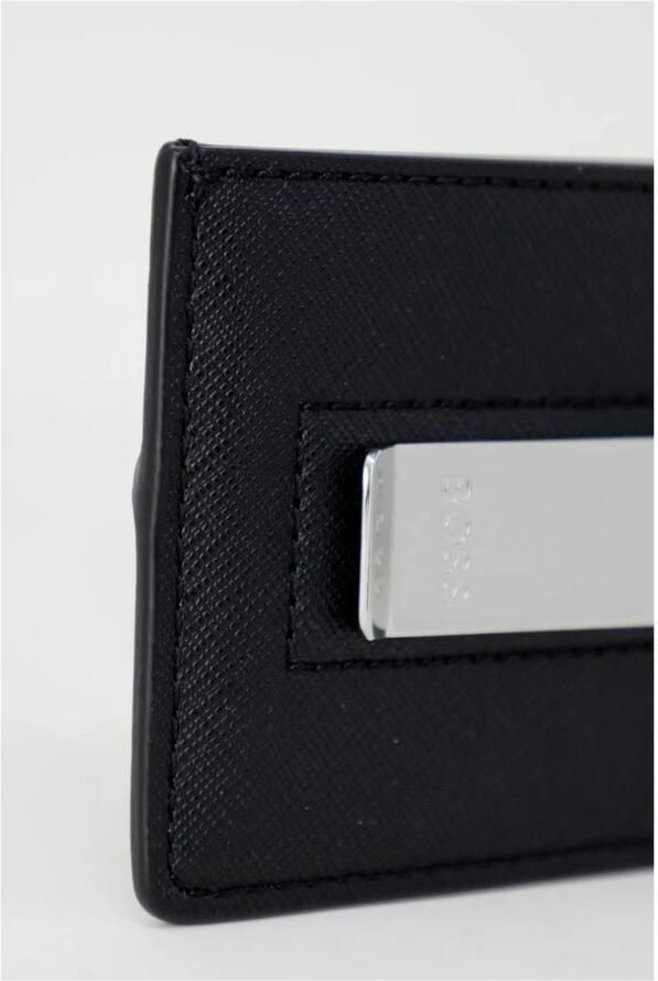 Hugo Boss Zwarte Heren Portemonnee Vierkant Materiaal Black Heren