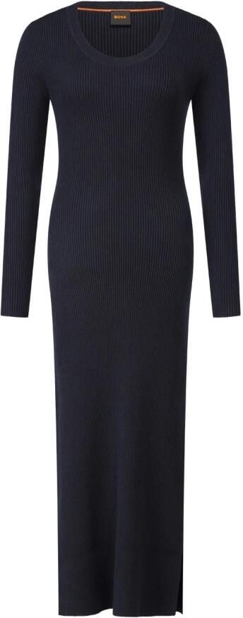 Boss Orange Gebreide jurk C_Fargherita met diepe ronde hals