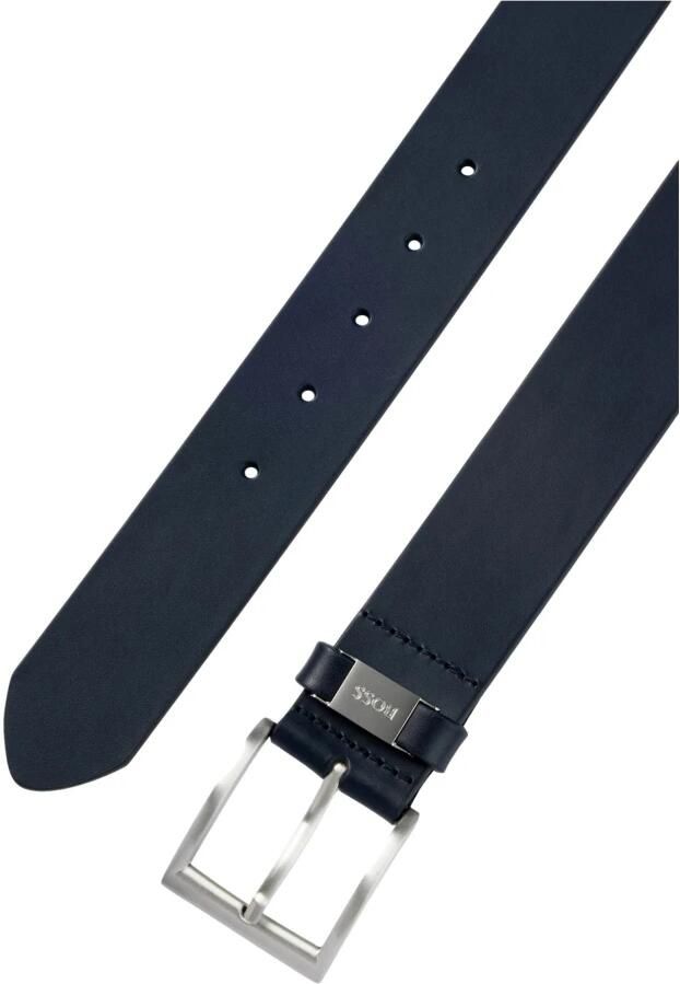 Boss Leren riem Connio zilverkleurige sluiting & logo-tekst op de lus