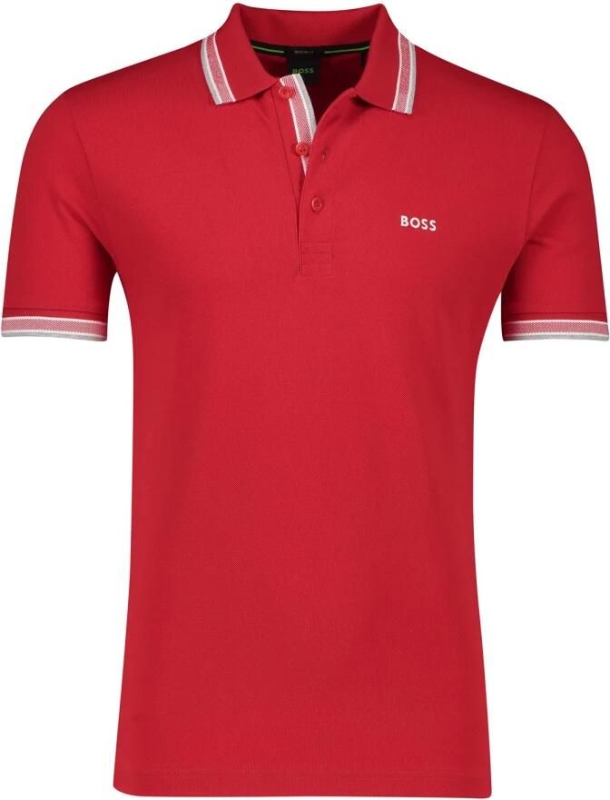 Hugo Boss Heren Polo met Details en Contrast Logo Model 50469055 Paddy Kleur Rood Red Heren - Foto 5