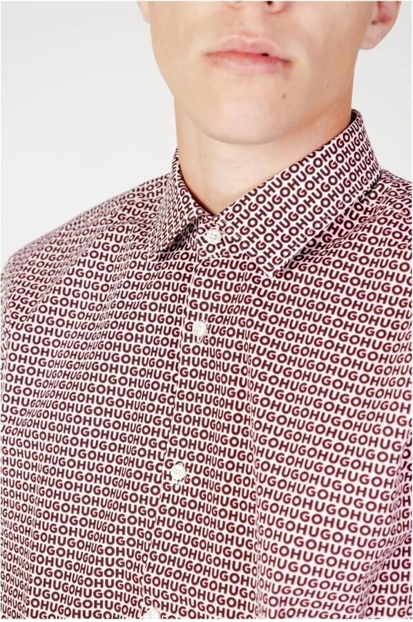 Hugo Boss Rode Print Knoopsluiting Shirt Multicolor Heren