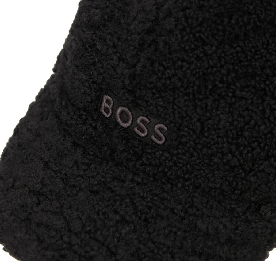 Hugo Boss Shearling Synthetische Pet met Geborduurd Logo Patch Black Heren