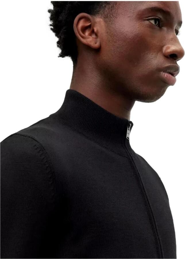 Boss Regular Fit Cardigan made of new wool Zwart Heren - Foto 3