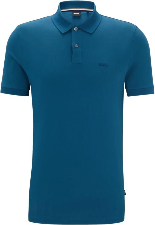 BOSS regular fit polo Pallas met logo open blue