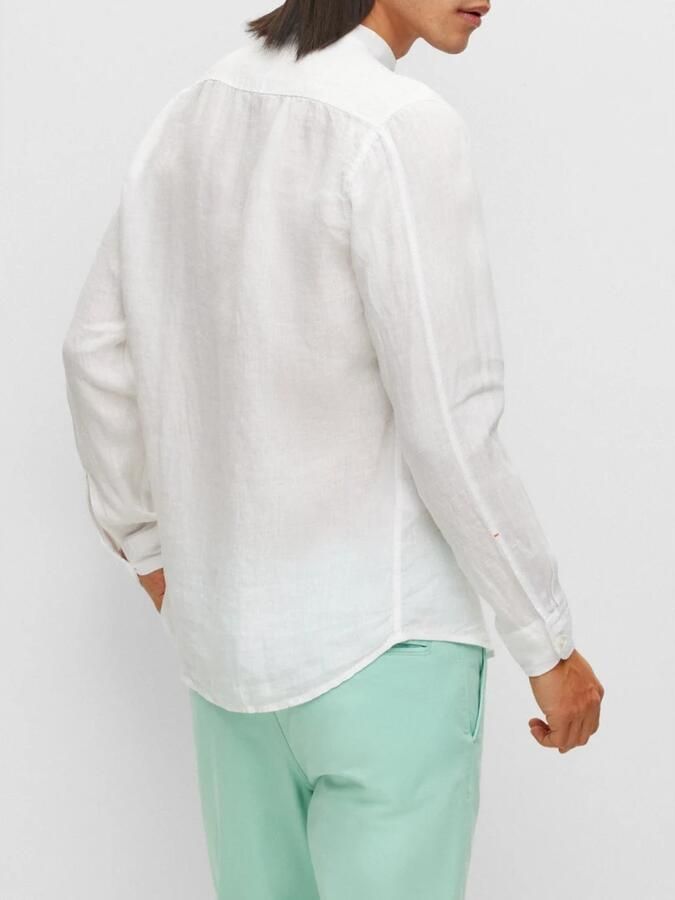 Hugo Boss Wit linnen overhemd met mandarijnkraag White Heren - Foto 4
