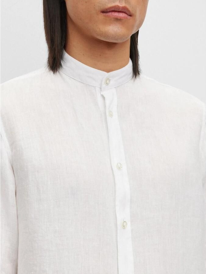 Hugo Boss Wit linnen overhemd met mandarijnkraag White Heren - Foto 2