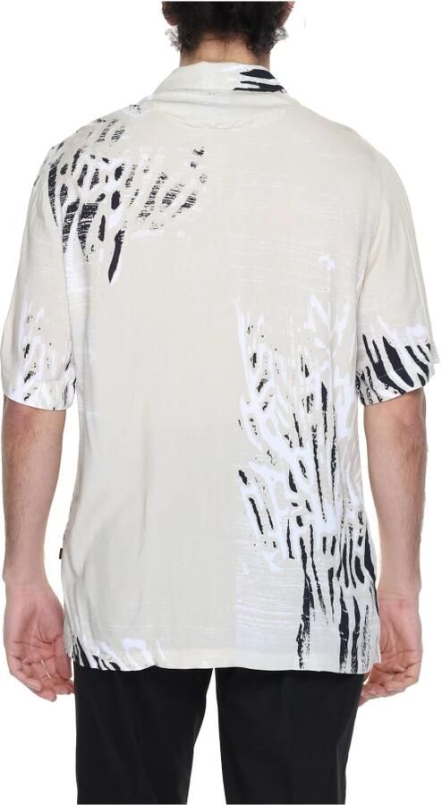 Boss Korte Mouw Heren Overhemd Lente Zomer Collectie Beige Heren