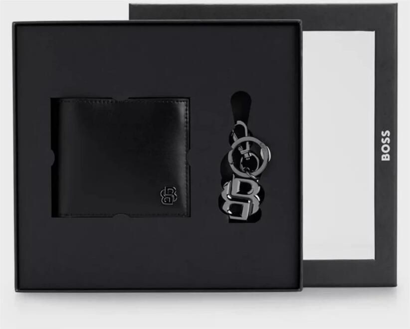 Hugo Boss Sleutelhanger en Portemonnee Set voor Mannen Black Heren
