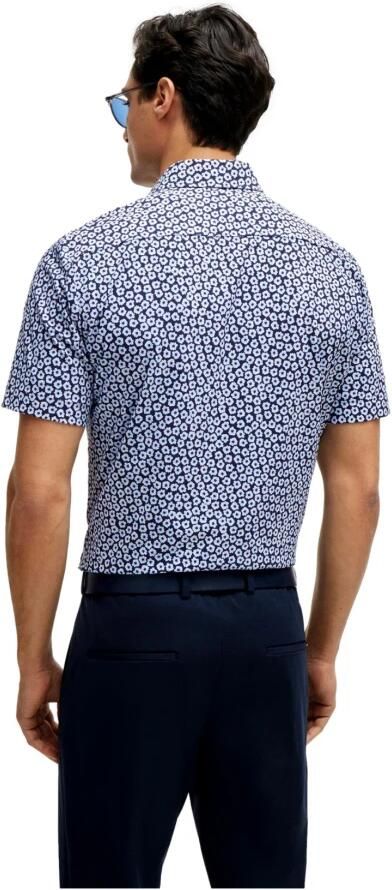 Hugo Boss Slim Fit Bedrukt Jersey Korte Mouw Shirt Blauw Blue Heren - Foto 3