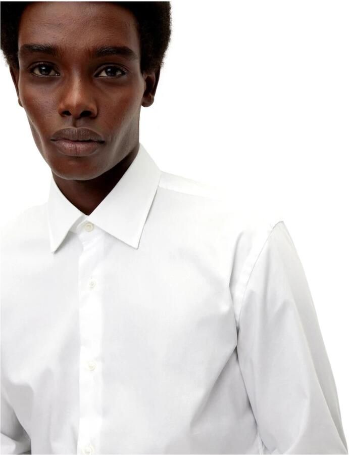 Hugo Boss Slim Fit Katoenen Poplin Overhemd met Gemakkelijk Strijken White Heren