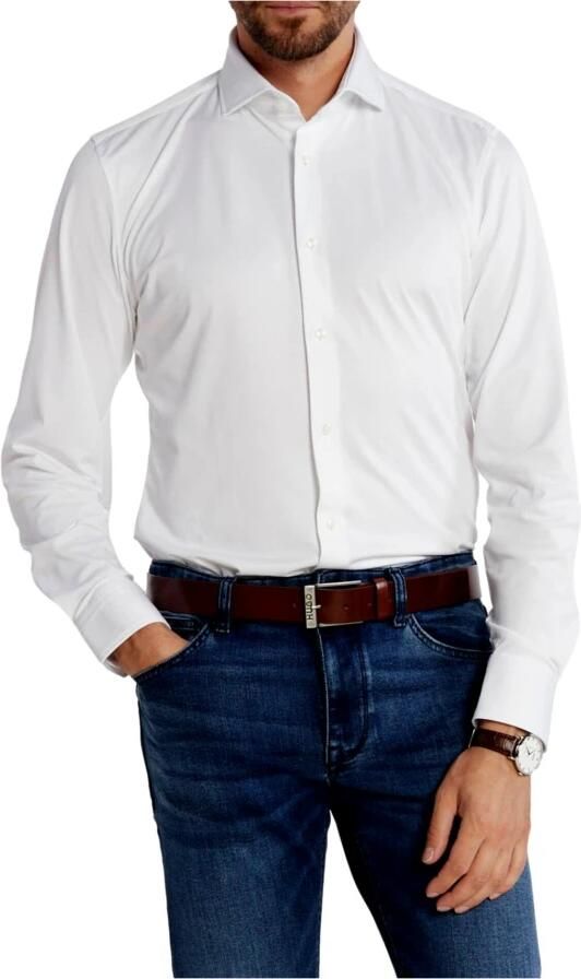 Hugo Boss Heren Wit Slim Fit Overhemd met Dubbele Manchetten White Heren - Foto 3