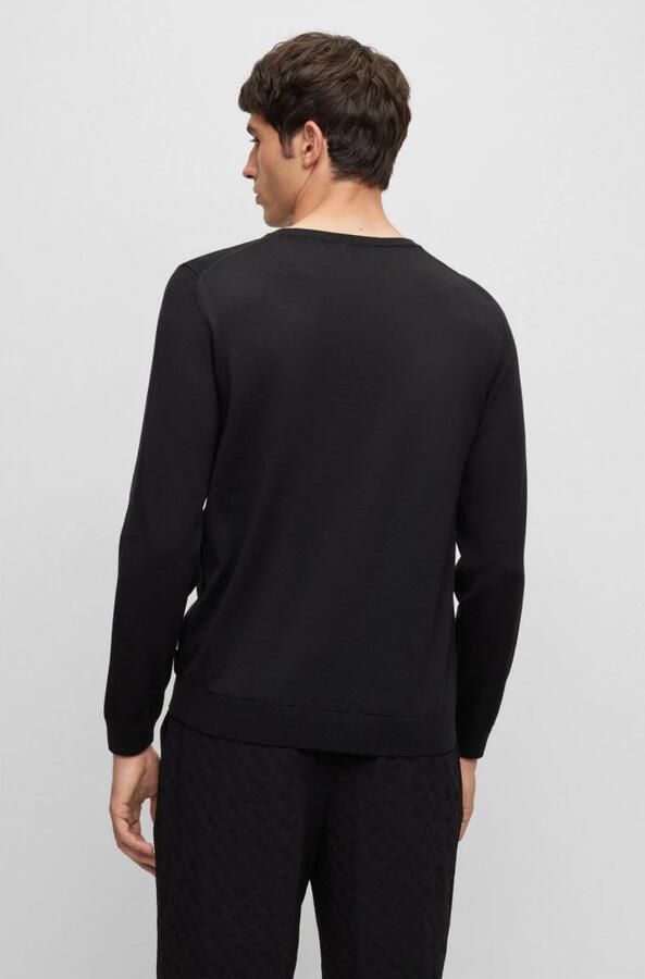Hugo Boss Elastische Wollen Pullover Slim-Fit Modern Black Heren - Foto 3