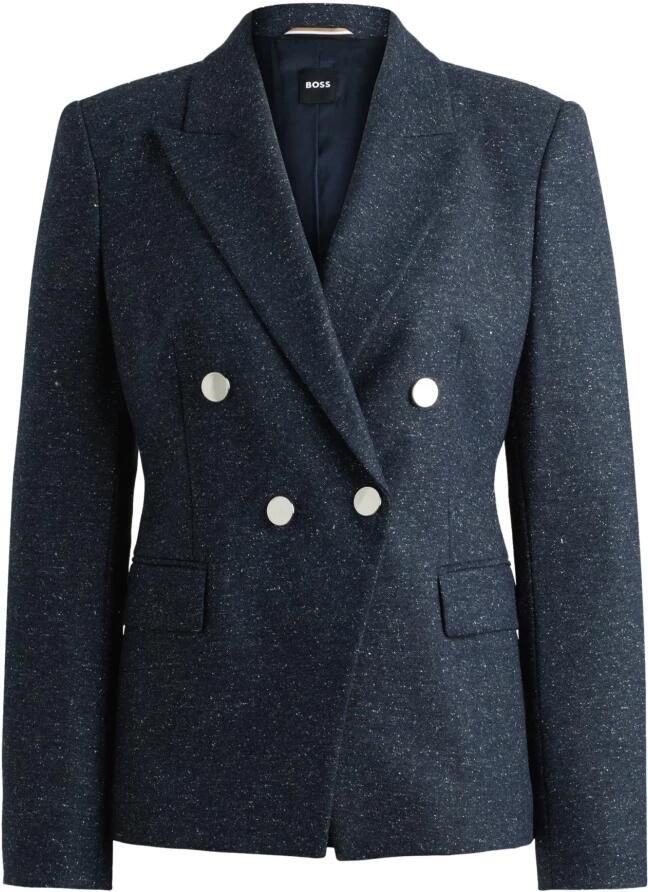 Hugo Boss Slim Fit Wollen Blend Double-Breasted Jas Blauw Blue Dames - Foto 5