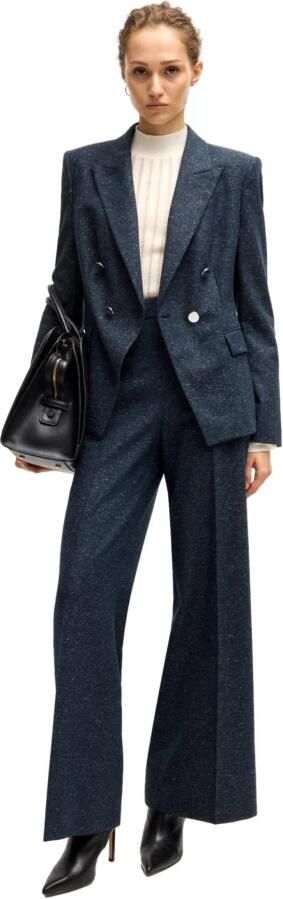 Hugo Boss Slim Fit Wollen Blend Double-Breasted Jas Blauw Blue Dames - Foto 3