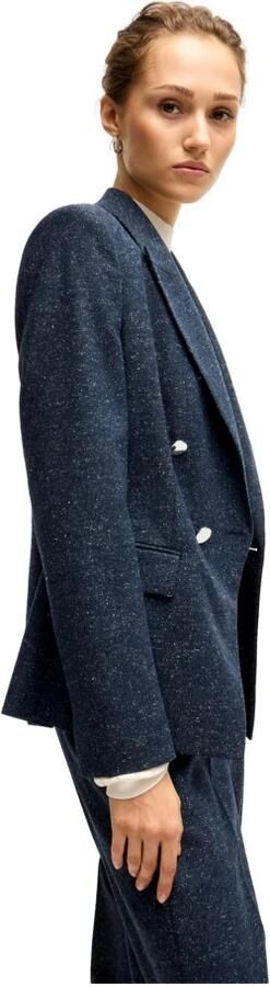 Hugo Boss Slim Fit Wollen Blend Double-Breasted Jas Blauw Blue Dames - Foto 4
