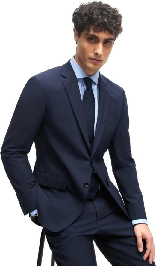 Boss Slim fit 2-knoops colbert met kissing buttons model 'Huge'