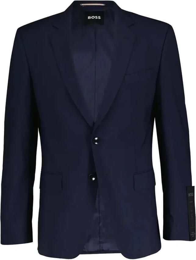 Hugo Boss Slim Fit Wollen Jas met Zakken Blue Heren