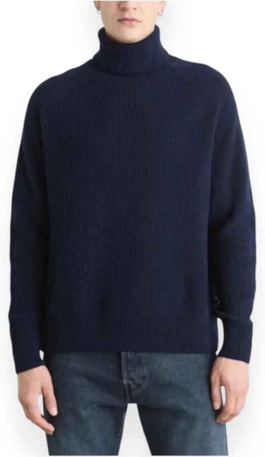 Boss Blauwe Wollen Coltrui Evenement Blue Heren