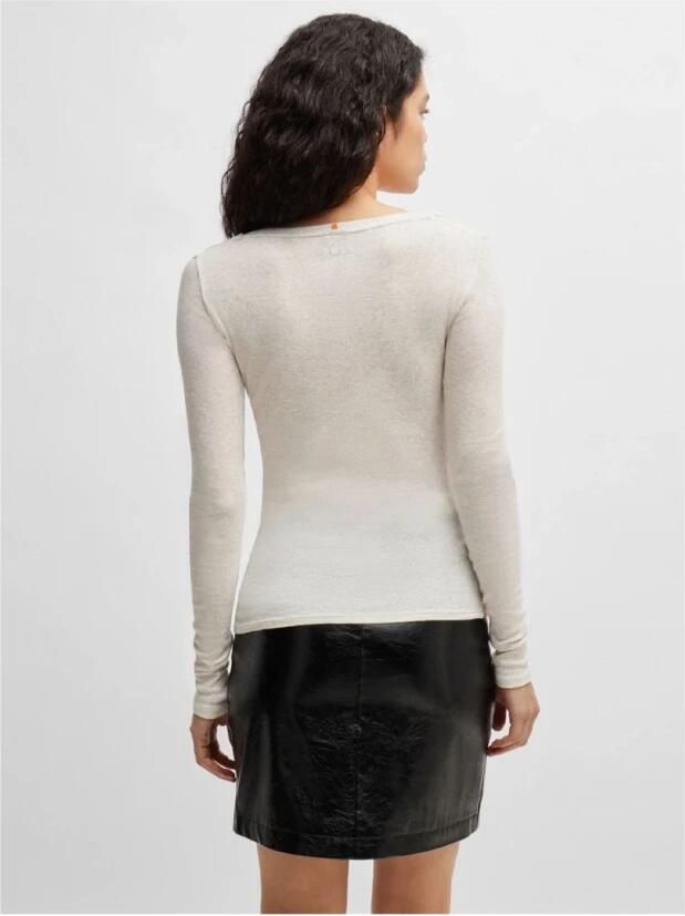 Boss Orange Shirt met lange mouwen en geribde ronde hals model 'Elayer' - Foto 4