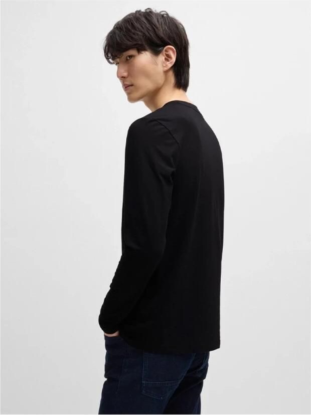Hugo Boss Maglia regular fit in cotone elasticizzato con logo a contrasto uomo Boss Tchark 50473286 Nero Zwart Heren - Foto 6