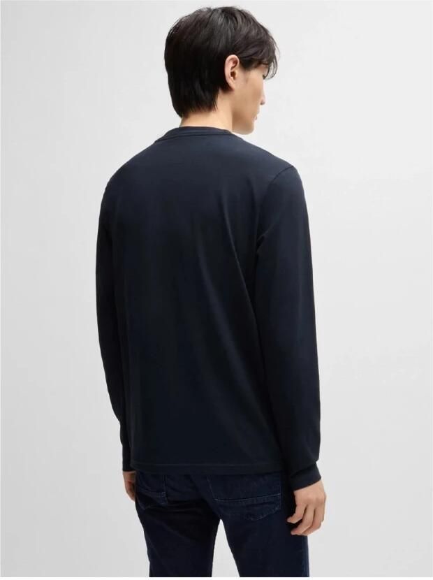 Hugo Boss Maglia regular fit in cotone elasticizzato con logo a contrasto uomo Boss Tchark 50473286 Dark Blue Blauw Heren - Foto 13