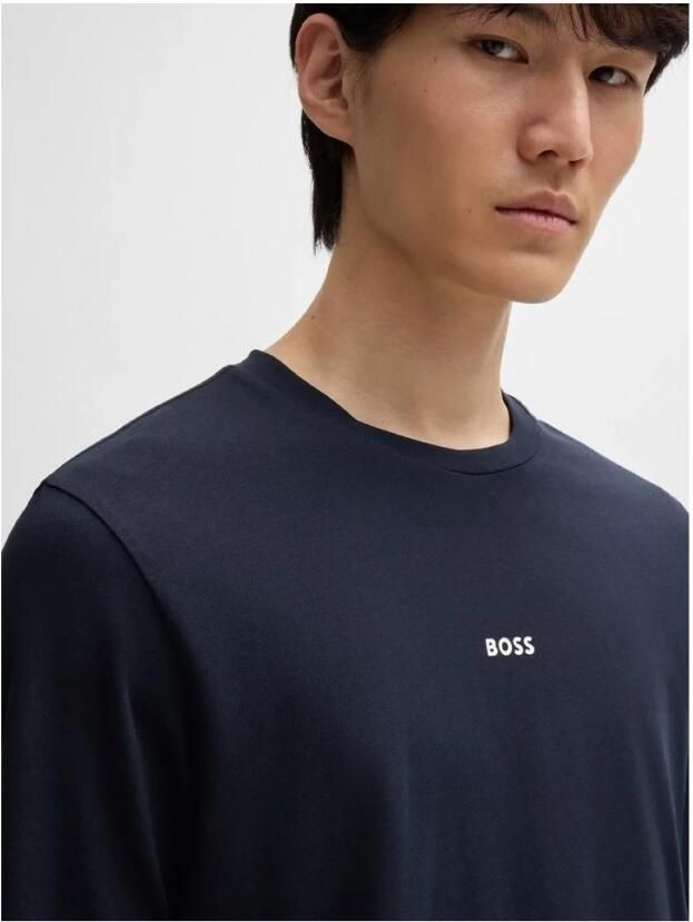 Hugo Boss Maglia regular fit in cotone elasticizzato con logo a contrasto uomo Boss Tchark 50473286 Dark Blue Blauw Heren - Foto 12