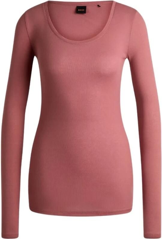 Boss Orange Shirt met lange mouwen en geribde ronde hals model 'Elayer' - Foto 5